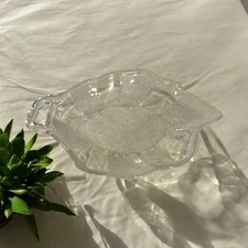 Vintage Depression Jeanette Glass Co. Dewdrop Leaf Shaped Relish Dish Handle 8"