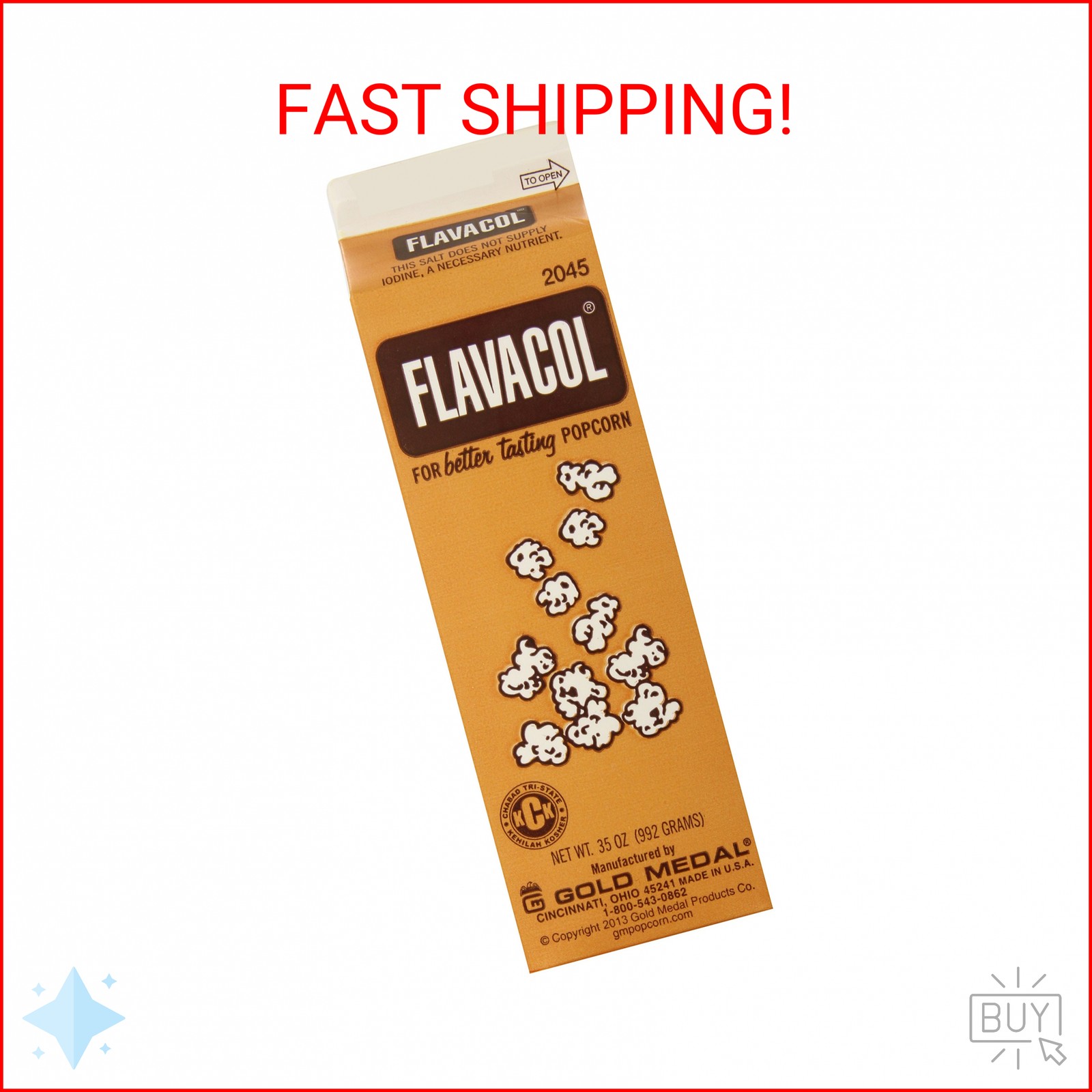 Gold Medal Prod. 2045 Flavacol Seasoning Popcorn Salt 35oz.