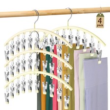 Legging Organizer for Closet, Metal Yoga Pants Hangers 4 Pack w/10 Clips Hold...