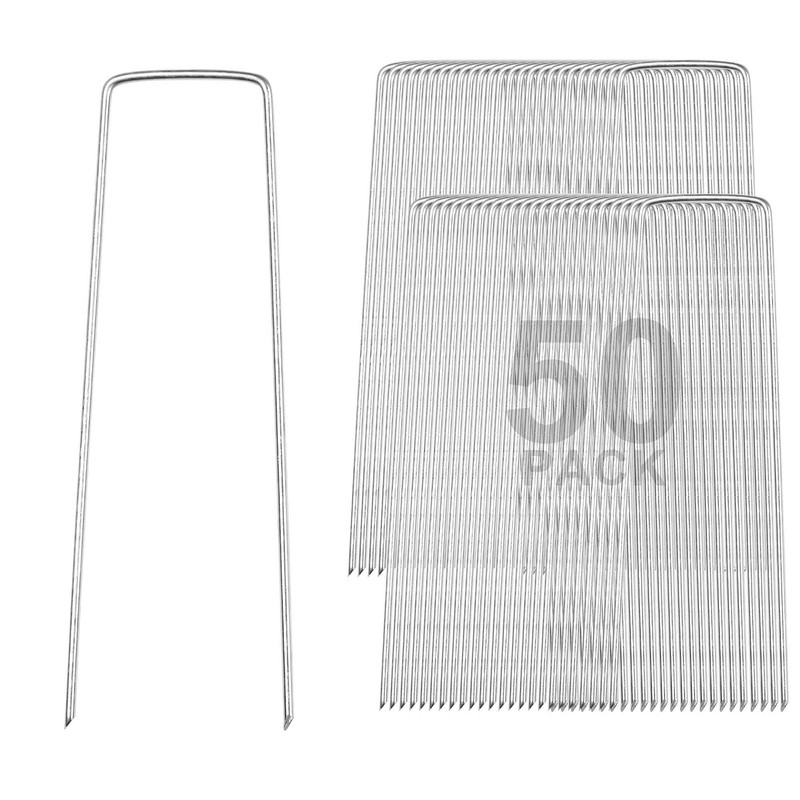 Yescom 50PCS Turf Staples 6" Garden Stakes U Pins for Artificial Grass