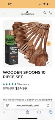 Wooden Cooking Set, 10 Piece, Premium Wood, Kitchen Utensils 