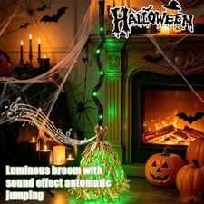 35" Animated Witches Broom Halloween Decor Magic Witch Broomstick With