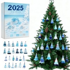 Sea Glass Christmas Tree Advent Calendar, 24 Days Christmas Countdown Calendar