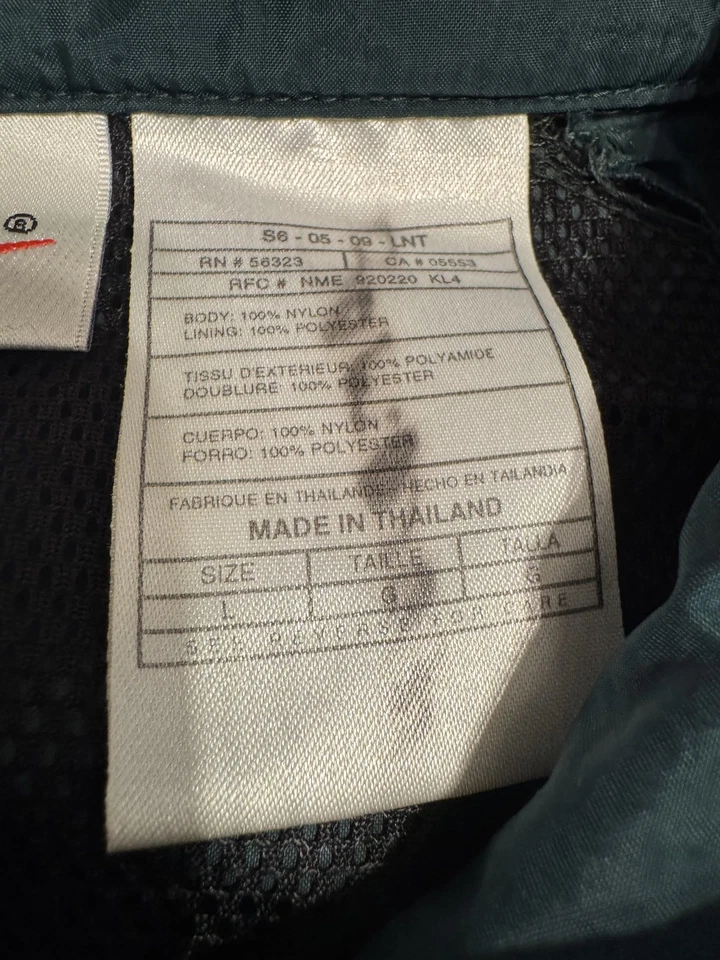 复古耐克夹克男式大号绿色黑色白色风衣 Swoosh 90 年代泰国 — 第 2/4 张图片