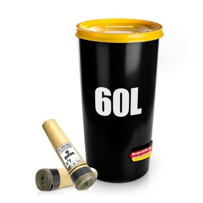 Gelber Sack Mülleimer 60L+10 Rollen luftdichte gelbe Sack Tonne Made in Germany