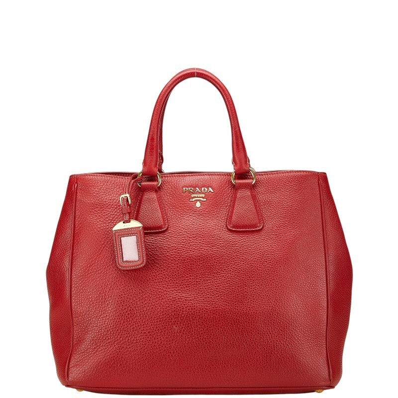 Prada Red Leather Tote Bag Preowned Luxury Handbag  