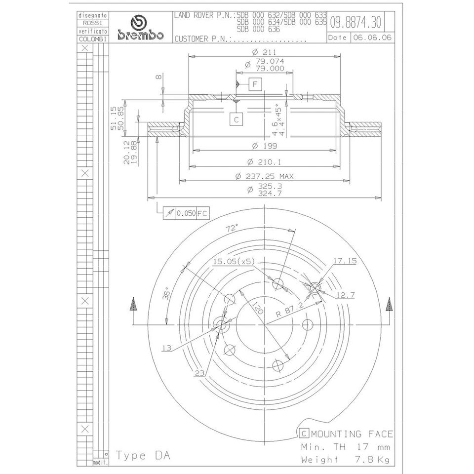 Kit de pastillas de freno trasero Brembo y rotores de disco recubiertos de 325 mm para Land Rover LR3 Foto 4 de 4