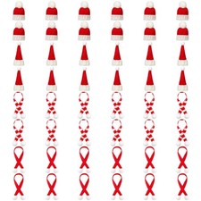 48 Pcs Mini Knit Santa Hats Tiny Christmas Scarf and Hats Set Mini Scarf for ...