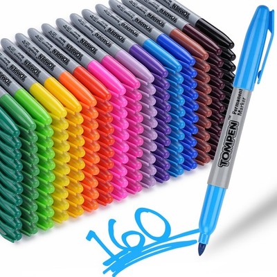 Permanent Markers Fine Tip 160 PCS 16 Assorted Colors Waterproof Bulk