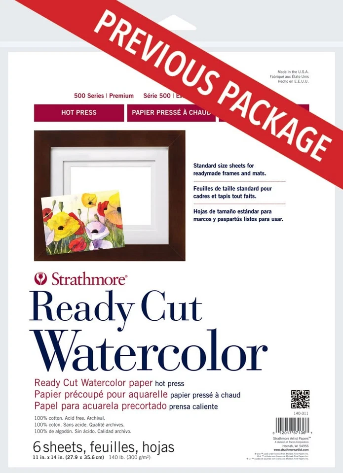 Papel de prensa en caliente de acuarela Strathmore serie 500 listo para cortar 11x14 140 lb Foto 2 de 3
