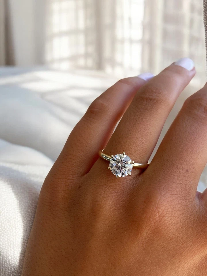 1.50 CT Round Cut Solitaire Diamond Engagement Ring IGI Lab Created 950 Platinum - Image 4 of 4