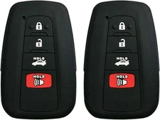 2Pcs Rubber 4buttons Smart Key Fob Full Protector Remote Skin Cover-2Pcs Black