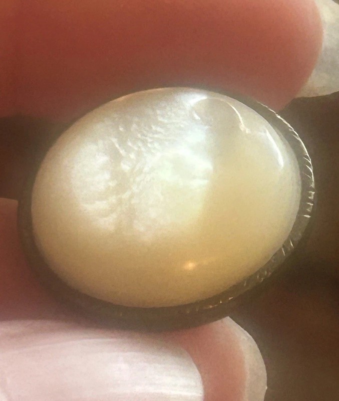 Unusual Vtg/antique Paris Backed Button Shell/stone In Metal … Medium