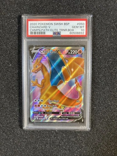 2020 Pokémon Charizard V FULL ART SWSH050 Black Star PROMO 🤩 GEM MT PSA 10 🤩