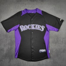 Colorado Rockies Majestic Baseball Jersey Mens Medium Black Purple Cool Base MLB
