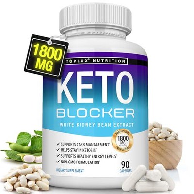 Toplux Keto Blocker Pills White Kidney Bean Extract - 1800 mg Natural Ketosis,