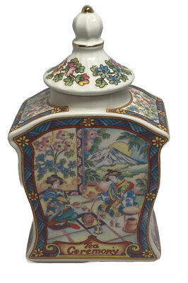 Vintage James SADLER TEA CEREMONY Fine Bone China Tea Jar Caddy Made In England