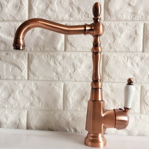 Red Copper Swivel Bathroom Kitchen Basin Faucet Single Handle Hole Mixer Tap - Picture 2 of 7