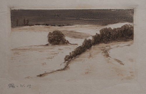 Margarethe Geibel Landschaft Winter Deutschland Original Monotypie 1909 - Bild 1 von 3