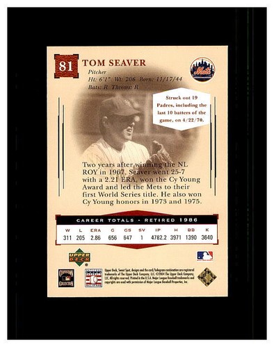 TOM SEAVER YOU PICK SEE SCANS OF EVERY CARD ALL TOM SEAVER CARDS ODD BALL METS - Bild 97 von 183