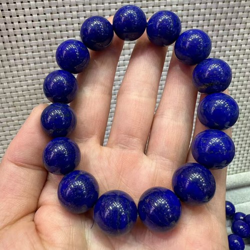 14,5 mm Natürliche Königsblau Lapislazuli Stretch Kristall Perlen Armband AAAAA - Bild 8 von 9