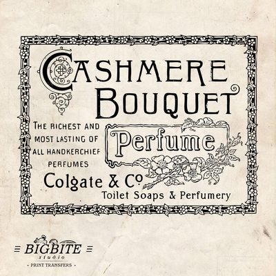 WASSERAUFKLEBER: Französisches Parfum Colgate Cashmere Vintage (Shabby Chic Transfer) #032