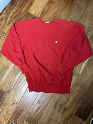 Vintage Champion Red Hoodie Reverse Weave Sweatshirt XL | eBay