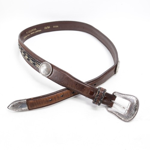 Vtg Resistol Western Belt 36 Brown Leather Horsehair Braid Silver Concho Buckle - Picture 10 of 23