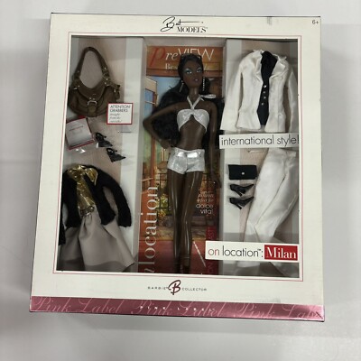 2006 Barbie Best Models On Location:  Milan AA Black Pink Label Accessories NRFB