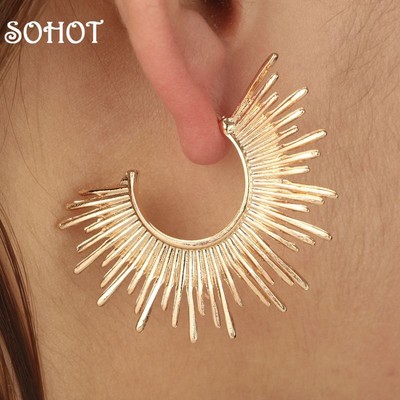 Semicircle Hoop Earrings-Neo Gothic Charm Style Gold Color Women Fashion Jewelry