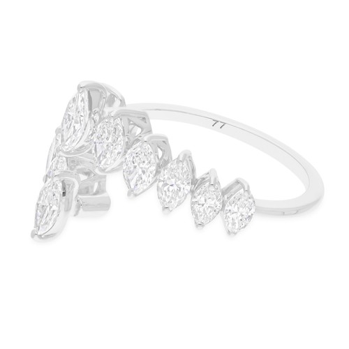 1.62 Ct H Color SI Clarity Natural Marquise Diamond Cuff Ring 18k White Gold - Picture 4 of 8