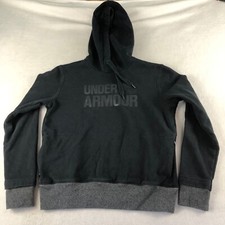 Under Armour Hoodie Womens Small Black Gray Threadborne Pullover Sweatshirt