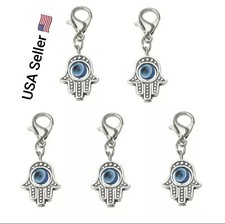EVIL EYE 5pcs 35 13mm Beads Hamsa Hand Charms Pendent Lobster Clasp Pendant Key