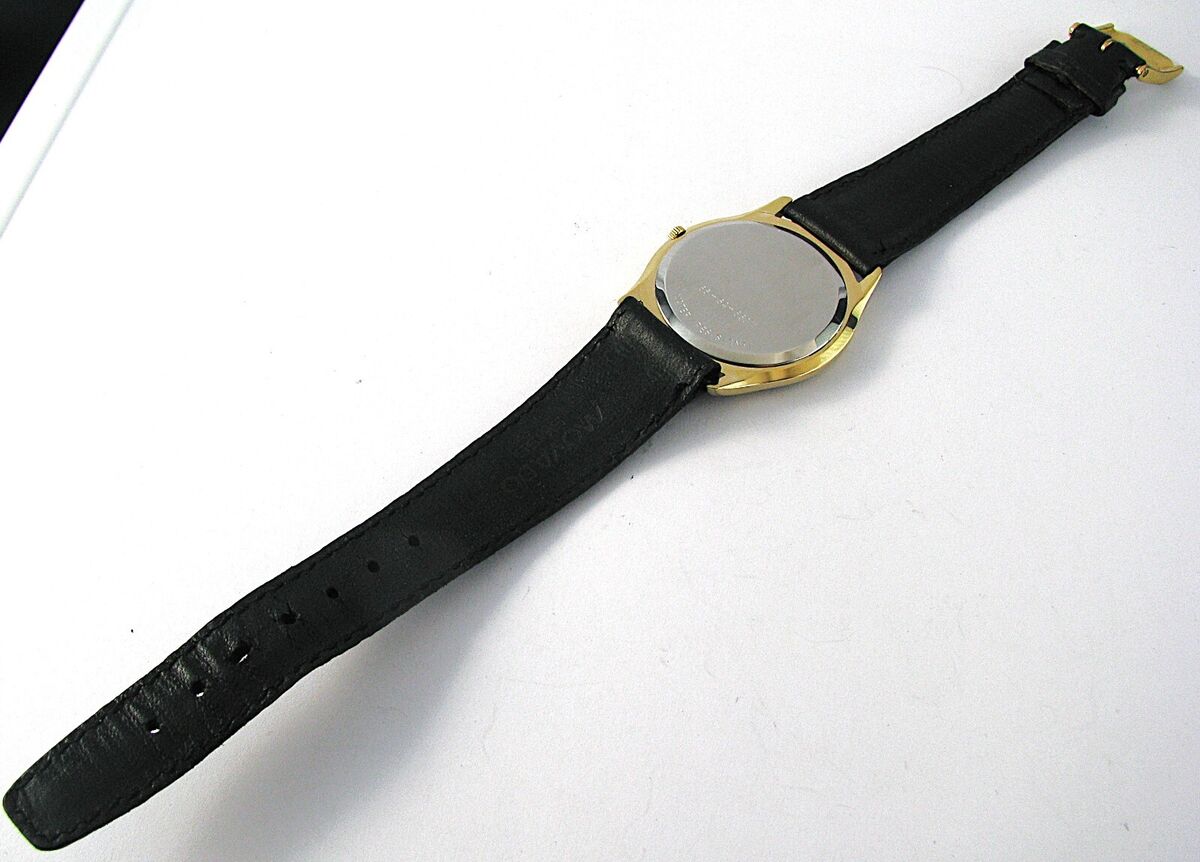 Vintage Movado Museum Gold Tone & Black Quartz Mens Watch 88 Vintage Movado Museum Gold Tone & Black Quartz Mens Watch 88