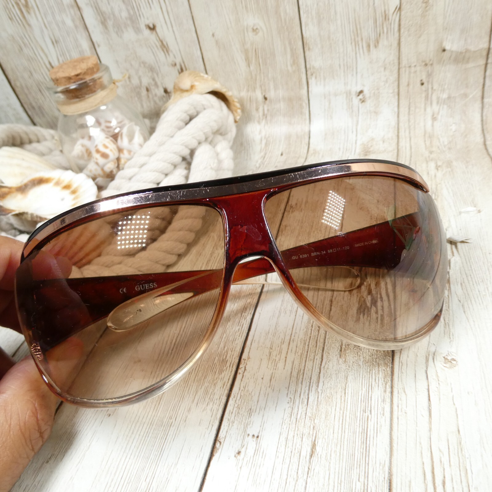 Guess Transparent Brown Gradient Wrap Sunglasses … - image 2