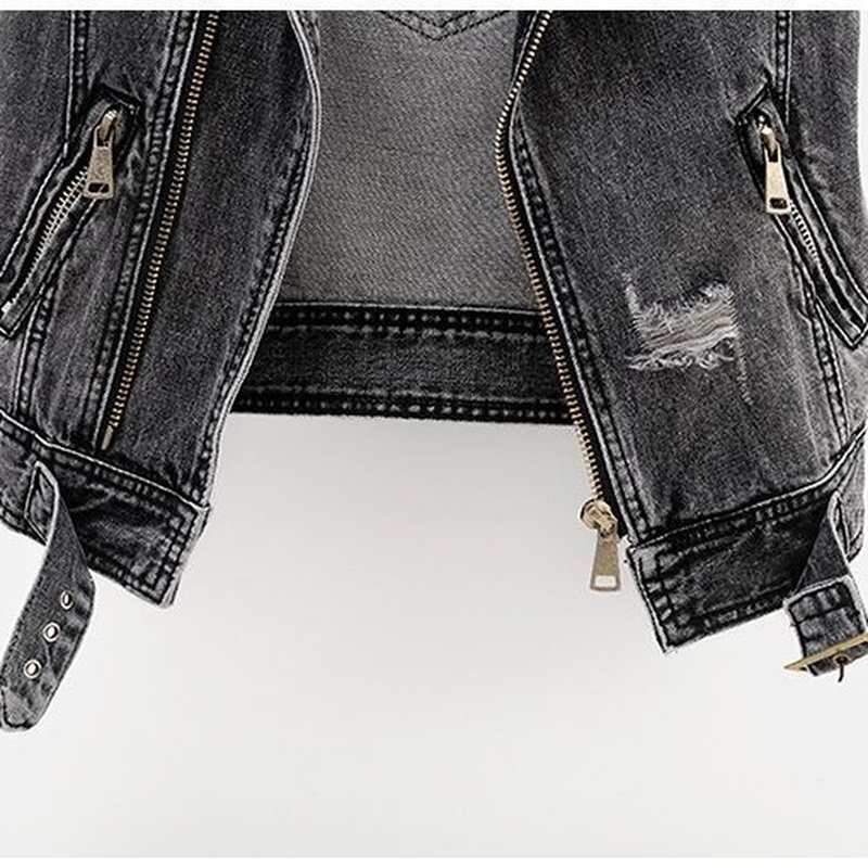 Veste En Jean Sans Manches Pour Femme - Style Biker Punk, Grise, Neuve Avec étiquettes