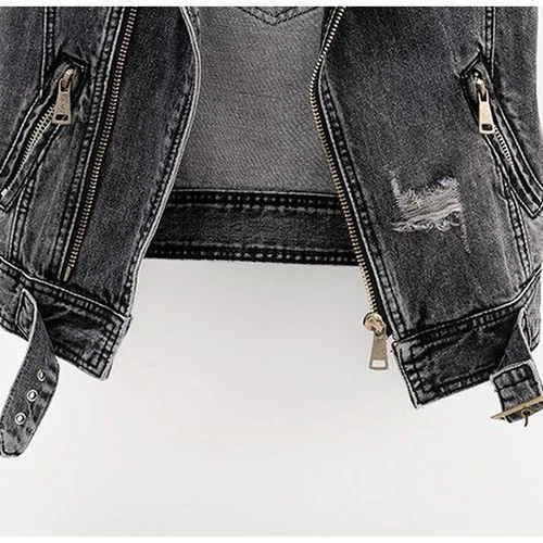 Mujeres Abrigo Denim Chaleco Chaqueta Top Jeans Sin Mangas Motociclista Punk Informal - Imagen 5 de 8