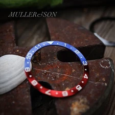 Lumed Ceramic "Pepsi" Dual Time [Flat Bezel Insert] for SKX007 SRPD ~ US Seller