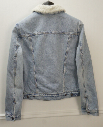 Donna Levi Strauss & Co Jeans Giacca Biker Cotone Camionista Sherpa Foderato S/ - Foto 2 di 9