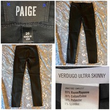 Paige Women’s 29 Made in USA Black Verdugo Ultra Skinny Stretch Pants Jeans EUC