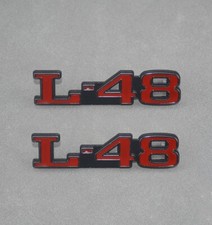 2pc Silver Red L-48 Fits 1973-1979 Corvette C3 Hood L-48 Emblem Badge X2520 2pc Silver Red L-48 Fits 1973-1979 Corvette C3 Hood L-48 Emblem Badge X2520