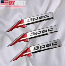 3pcs For Acura A-spec Aspec Fender Rear Badge Sport Emblem Stickers Chrome Red 3pcs For Acura A-spec Aspec Fender Rear Badge Sport Emblem Stickers Chrome Red