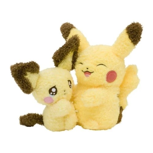 Peluche Pokemon Centro Giappone NUOVO Pichu & Pikachu Buru Buru VENDITORE USA - Foto 2 di 2