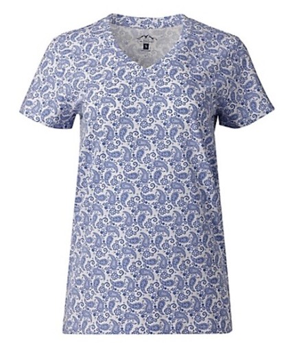 Women’s Plus Size 3X Short Sleeve, V-Neck T-Shirt In Blue Paisley New With Tags