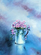 Composizione floreale Vaso con Fiori dipinto unico Originale con Olio su Tela