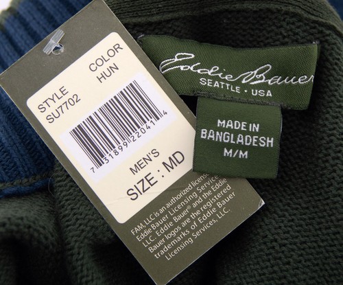 NEW Eddie Bauer Mens Sweater 1/4 Zip Pullover M Mock Neck Hunter Green - Picture 5 of 5