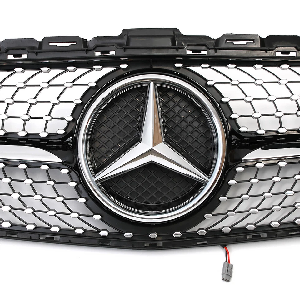 Front Bumper Grille Grill W/LED Star For Mercedes Benz W205 C300 C250 2015-2018 - Image 3 of 4