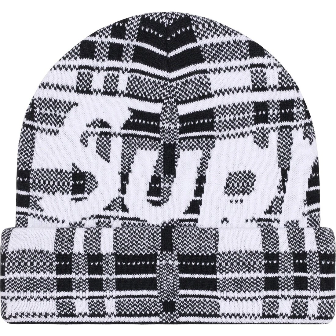 SUPREME GRAND LOGO BONNET (OS) (PLAID BLANC)