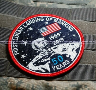NASA APOLLO-11 ARMSTRONG MOON LANDING 1969-2019 50th-ANNIVERSARY Snoopy PATCH