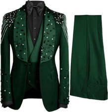 3 Pcs Men's Suit Regular Fit Shawl Lapel Formal Wedding Grooms Business Casual